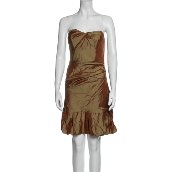 NEW NICOLE MILLER SILK IRIDESCENT GOLD/GREEN COCKTAIL DRESS SZ 0 - Picture 1 of 11